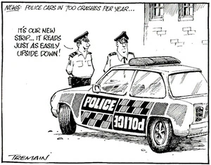 Police cars in 700 crashes per year. NEWS. "It's our new strip... It reads just as easily upside-down!" 8 March, 2006.