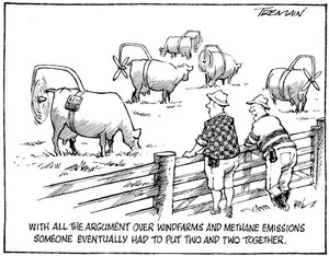 "With all the argument over windfarms and methane emissions someone had to eventually put two and two together." 19 December, 2006