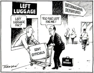 Tremain, Garrick 1941- :Left luggage sir? Too far left for me! Otago Daily Times, 1 June 2004.