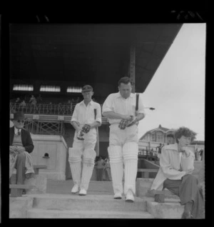 Canterbury cricket players Mr MB [Poole?] and Mr JG Leggat