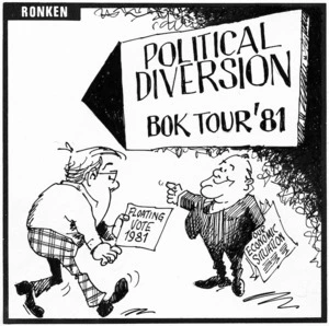 Kennedy, Ronald E (Ronken), fl 1981 :Political Diversion. Bok Tour '81. Floating vote 1981. Our economic situation. ca. 1968-1981.
