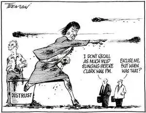 "I don't recall as much mud slinging before Clark was PM." "Excuse me, but when was that?" 24 September, 2008