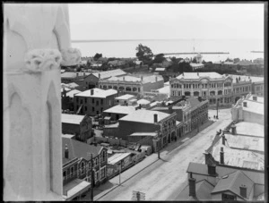 Overlooking Church Street and towards the harbour, Timaru