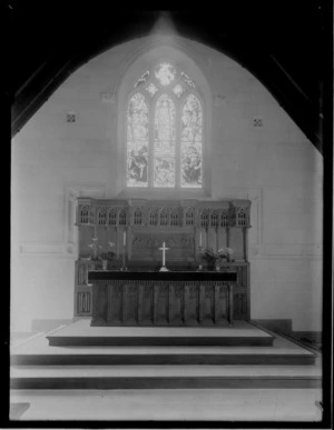 St Barnabas' Anglican Church, Fendalton, Christchurch, showing altar and stained glass window