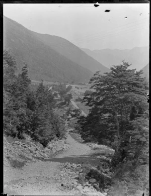 Arthur's Pass, Malvern County, showing road leading down to houses