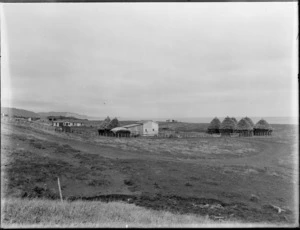 Rural scene, possibly Christchurch area, including haystacks