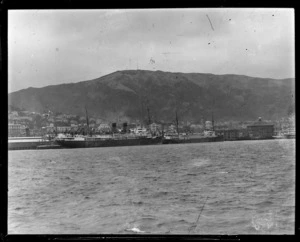 Wellington wharves, showing shipping, housing and hills