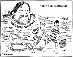 Tsunami warning. Foreshore challenge. Act. Greens. 28 November, 2005.