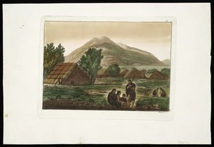 [Webber, John] 1751-1773 :[The inside of a hippah in New Zealand, 1778-1779. Plate] 69 [Etched by] Fumagalli. [Milan? G. Ferrario, 1827?]