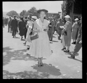 Unidentified woman at Trentham races, Upper Hutt