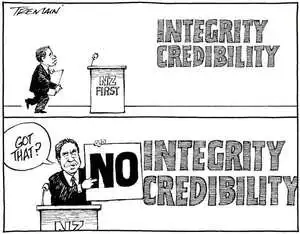 'Integrity. Credibility'. 'No integrity, credibility'. 19 July, 2008