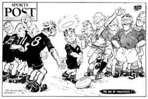 Colvin, Neville Maurice, 1918-1991 :The age of innocence! Sports Post. The Evening Post, 10 September 1949.