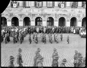 French troops marching past at the Fete National, Hazebrouck