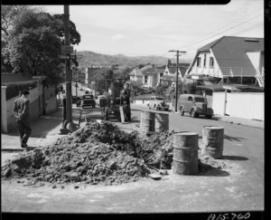Construction on city water supply, The Terrace, Wellington - Photograph taken by W Wilson