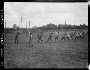 World War I New Zealand soldiers trained in bomb throwing, England