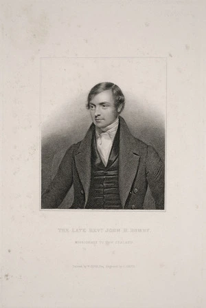 Gush, William, 1813-1888 :The late Rev.d John H. Bumby. Missionary to New Zealand. Painted by W. Gush Esq. Engraved by R. Smith. [London?, 1840 or 1841?]