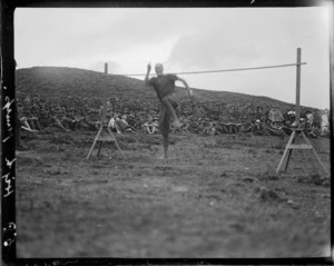 High jumping at a World War I New Zealand camp, England