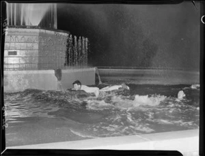 Unidentified swimmers, in the newly opened fountain at Kelburn Park, Wellington