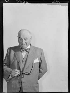 Sir Robert Macalister, Mayor of Wellington, in campaign photos for 1956 mayoral election