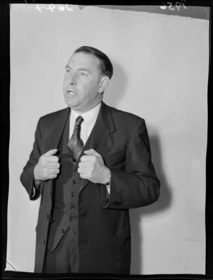 Campaign portrait of Francis (Frank) Joseph Kitts, 1956 mayoral candidate for Wellington