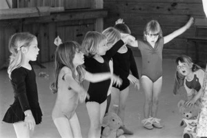 Young girls learning to dance to the Teddy Bears Picnic music - Photograph taken by Ian Mackley