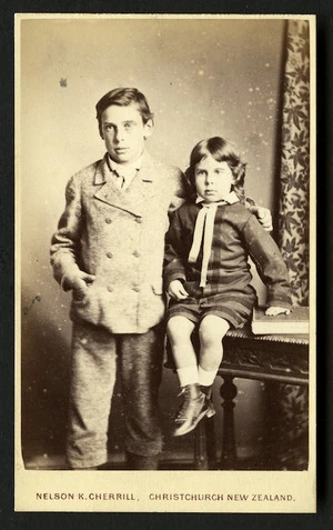 Cherrill, Nelson King, 1845-1916: Portrait of two young unidentified children (boy and girl)