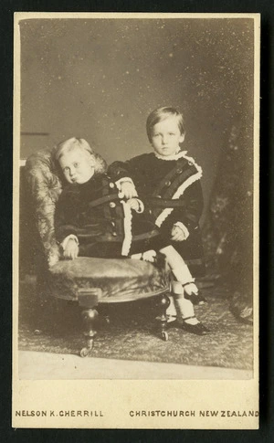 Cherrill, Nelson King, 1845-1916: Portrait of two unidentified young children (boy and girl)