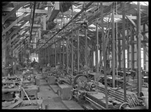 Petone Railway Workshops. Inside the machine shop.