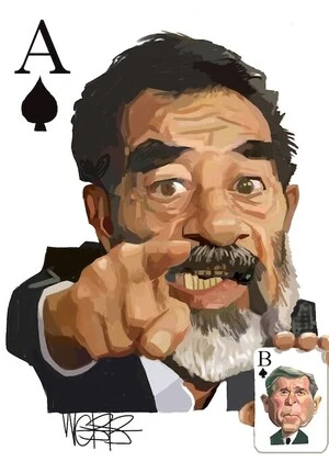 Webb, Murray, 1947- :Saddam Hussein and George W. Bush. [ca 3 July 2004.]