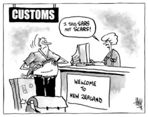 CUSTOMS. "I said SARS not SCARS." 1 April, 2003.