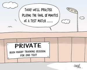 PRIVATE. Irish Rugby training session for 2nd test. "Today we'll practise playing the final 18 minutes of a test match...." 12 June, 2006.