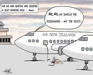 Air NZ and Qantas are seeking a seat sharing deal - News. "NO, NO, we switch the passengers, not the seats." 17 April, 2006