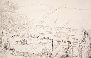 Collinson, Thomas Bernard 1822-1902 :Hosey's Battle 1847. Capt[ain] Henderson, Capt[ain E] Stanley, R. N., Tamati Waka Nene, Te Whero Whero Potatau.