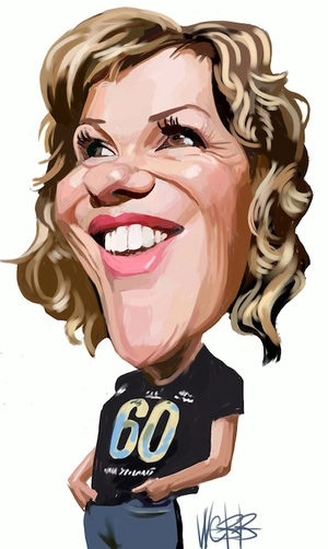 Robyn Malcolm. Caricature. 8 October, 2008.