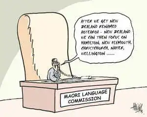 Hawkey, Allan Charles, 1941- :'After we get New Zealand renamed Aotearoa-New Zealand we can then focus on Hamilton, New Plymouth, Christchurch, Napier, Wellington...' Waikato Times, 14 September 2004.