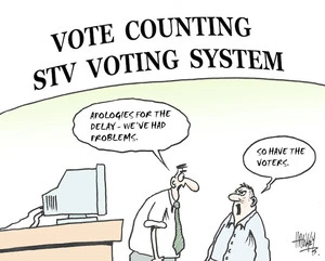 Hawkey, Allan Charles, 1941-:Vote counting STV voting system, Waikato Times, 13 October 2004.