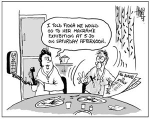 "I told Fiona we would go to her macrame exhibition at 5.30 on Saturday afternoon." 10 October, 2003.