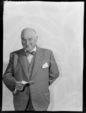 Sir Robert Macalister, Mayor of Wellington, in campaign photos for 1956 mayoral election