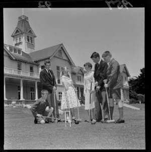 Wright's children playing croquet game at the Government House, Wellington