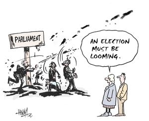 Hawkey, Allan Charles, 1941-:"An election must be looming."Waikato Times, 24 June, 2005.