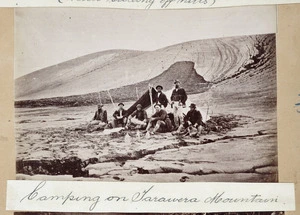 Group camping on Mount Tarawera after the 1886 eruption