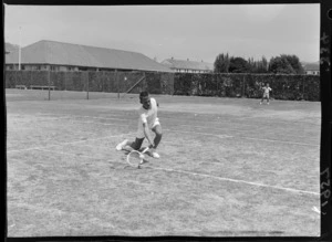 JB Souter, playing tennis at Mitchell Park, Lower Hutt