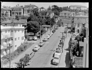 Upper Boulcott Street, Wellington, including houses on The Terrace, and Weir House