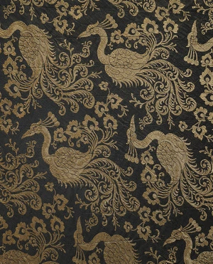 Maker unknown :[Detail of damask lining of cloak of Katherine Mansfield. Early twentieth century].