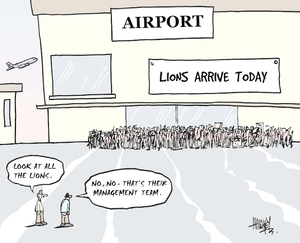Hawkey, Allan Charles, 1941-:Lions arrive today. Waikato Times, 27 May, 2005.