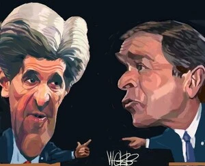 Webb, Murray, 1947- :John Kerry and George W. Bush [ca 2 October 2004]