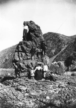 Group at Dead Man's Rock, Makara Beach, Wellington