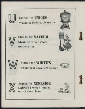 Artist unknown: The rhyming trades alphabet. [Page 6]. U stands for Unique ... [1914].