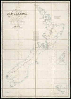 The Islands of New Zealand / from the Admiralty surveys of the English and French Marine, from the observations of the officers of the New Zealand Company and from private surveys & sketches, compiled by James Wyld.