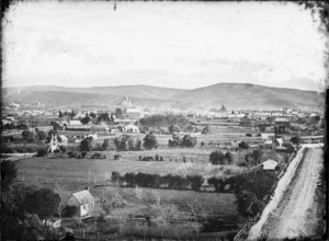 Part 1 of a 2 part panorama of Nelson, looking west from Sharp's house.